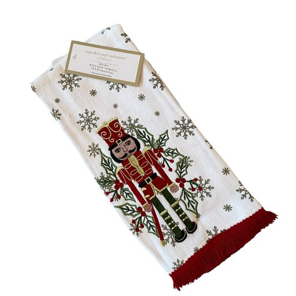 3pc Cupcakes & Cashmere Christmas Nutcracker Kitchen Towels Embroidered 18x28 - Picture 2 of 13